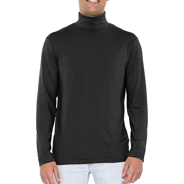 STRETCH IS COMFORT Men's Long Sleeve Mock Neck Turtleneck Black